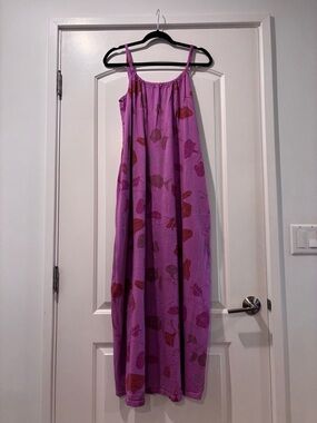 Purple Floral Maxi Dress with Spaghetti Straps